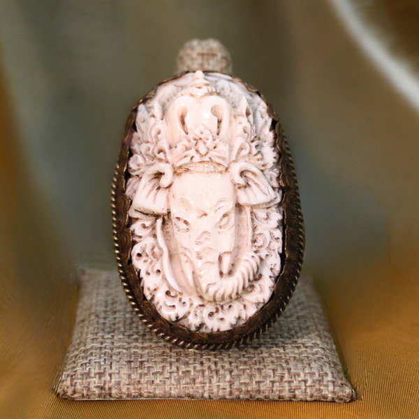 SACRED BONES - BISON BONE LORD GANESH RING