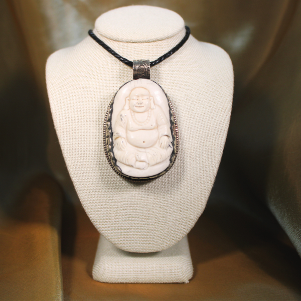 SACRED BONES - BISON BONE BUDDHA NECKLACE