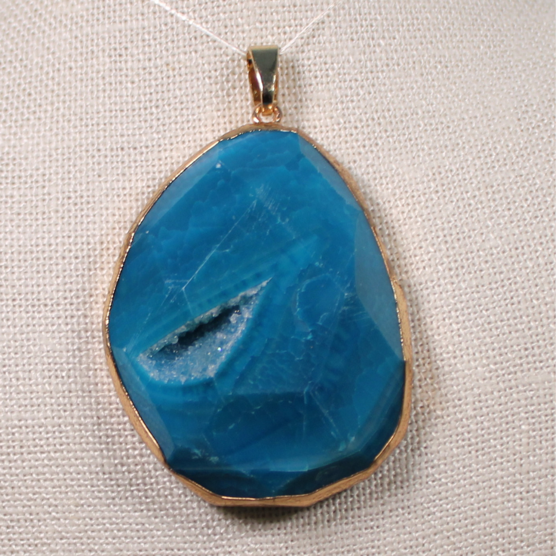 ANGEL HARP INFINITY NECKLACE - BLUE AGATE DRUZY