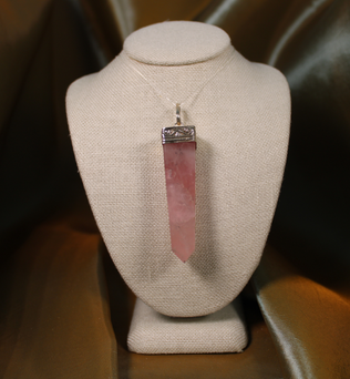 ANGEL HARP INFINITY NECKLACE - ROSE QUARTZ OBELISK