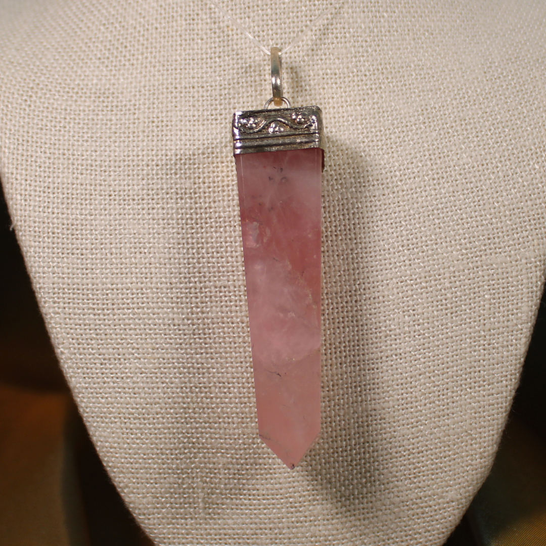 ANGEL HARP INFINITY NECKLACE - ROSE QUARTZ OBELISK