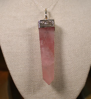 ANGEL HARP INFINITY NECKLACE - ROSE QUARTZ OBELISK