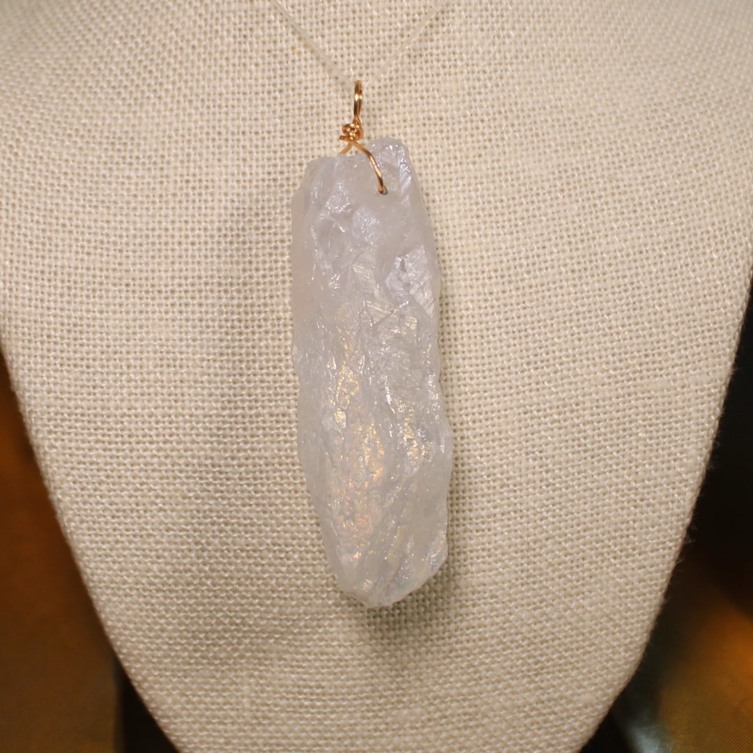 ANGEL HARP INFINITY NECKLACE - WHITE ANGEL AURA QUARTZ