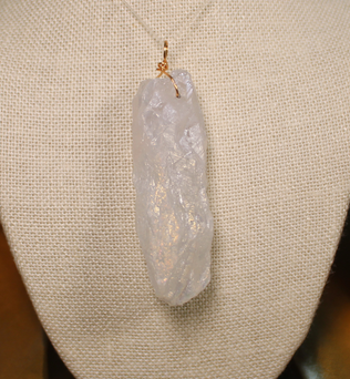 ANGEL HARP INFINITY NECKLACE - WHITE ANGEL AURA QUARTZ