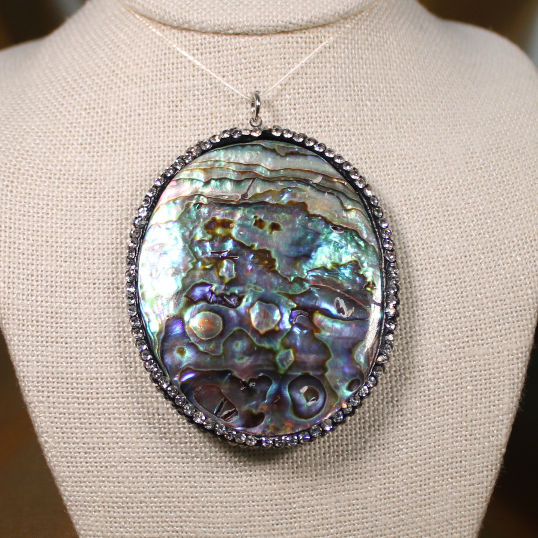 ANGEL HARP INFINITY NECKLACE - ABALONE SHELL