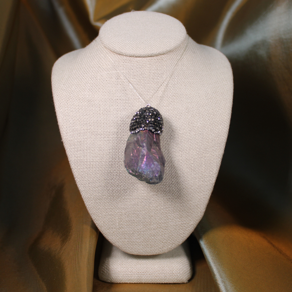 ANGEL HARP INFINITY NECKLACE - SMOKEY ANGEL AURA  QUARTZ