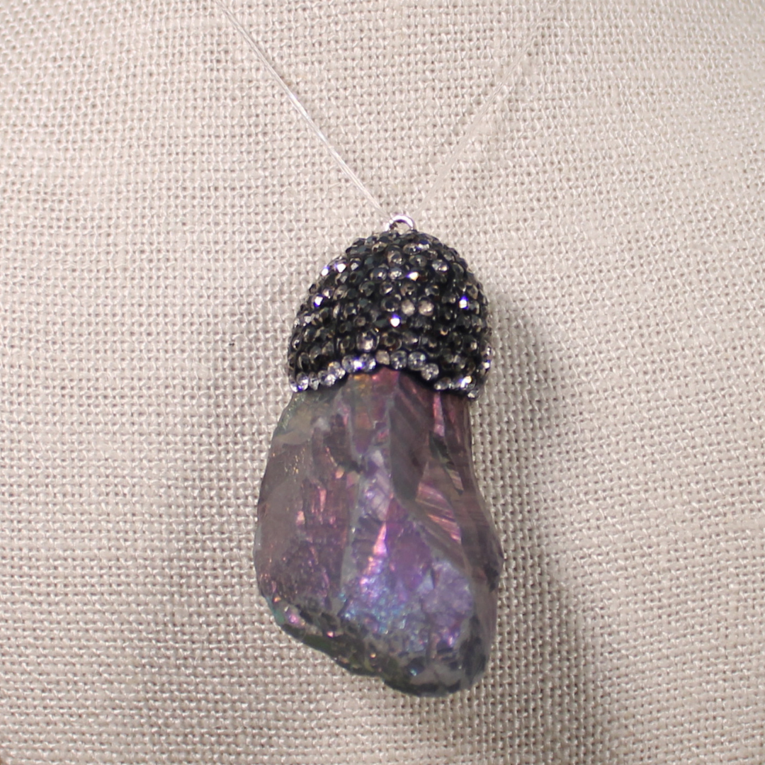 ANGEL HARP INFINITY NECKLACE - SMOKEY ANGEL AURA  QUARTZ