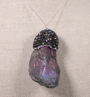 ANGEL HARP INFINITY NECKLACE - SMOKEY ANGEL AURA  QUARTZ