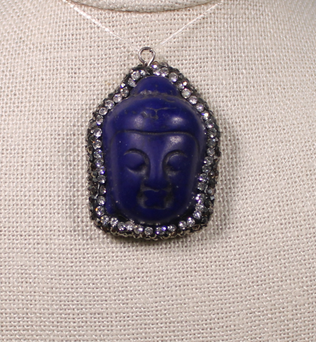 ANGEL HARP INFINITY NECKLACE - INDIGO HOWLITE BUDDHA