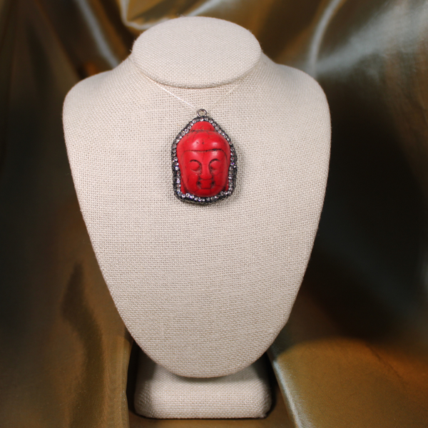 ANGEL HARP INFINITY NECKLACE - RED CORAL BUDDHA