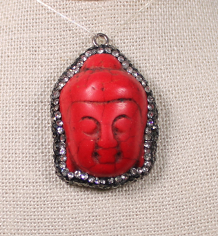 ANGEL HARP INFINITY NECKLACE - RED CORAL BUDDHA