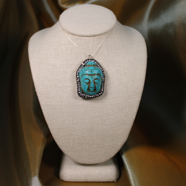 ANGEL HARP INFINITY NECKLACE - TURQUOISE HOWLITE BUDDHA