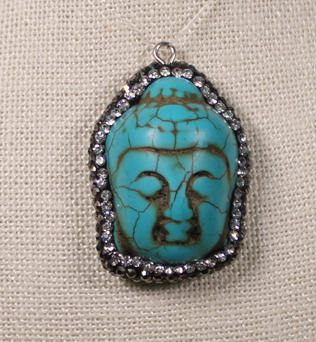 ANGEL HARP INFINITY NECKLACE - TURQUOISE HOWLITE BUDDHA