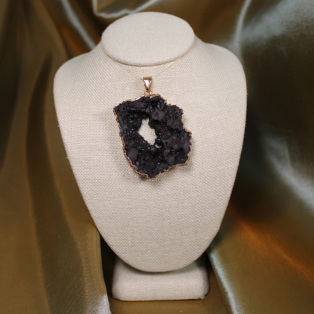 ANGEL HARP INFINITY NECKLACE - BLACK AGATE DRUZY