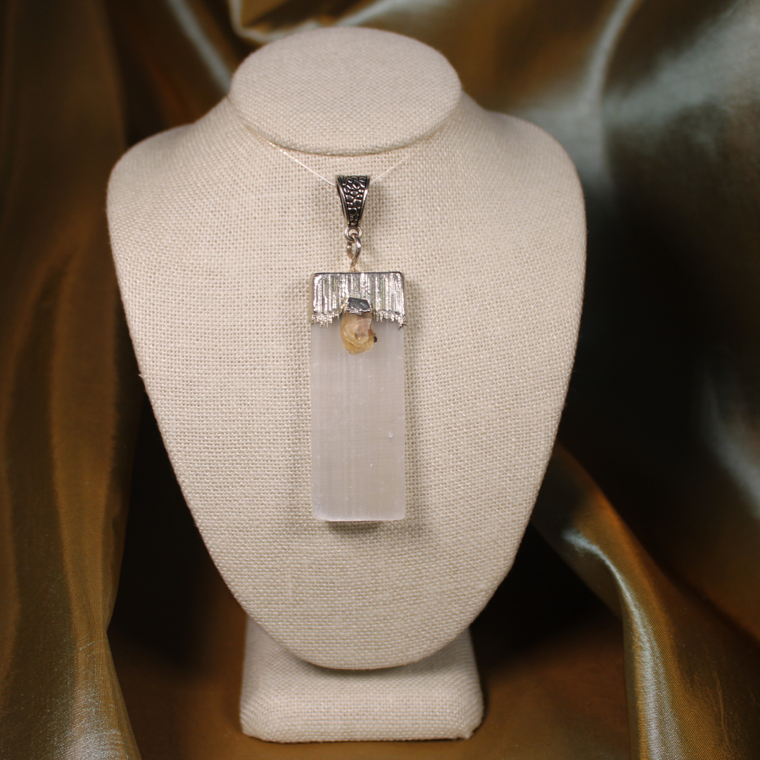 ANGEL HARP INFINITY NECKLACE - SELENITE AND CITRINE