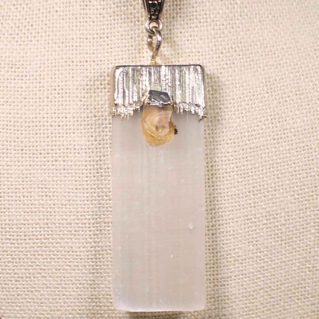 ANGEL HARP INFINITY NECKLACE - SELENITE AND CITRINE