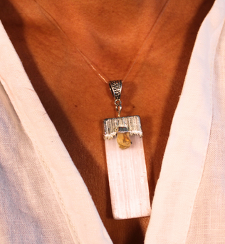 ANGEL HARP INFINITY NECKLACE - SELENITE AND CITRINE