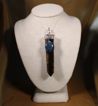 ANGEL HARP INFINITY NECKLACE - TIGERS EYE AND LABRADORITE OBELISK