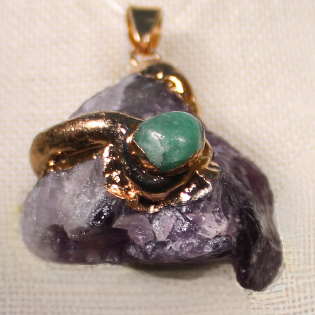 ANGEL HARP INFINITY NECKLACE - AMETHYST AND AVENTURINE