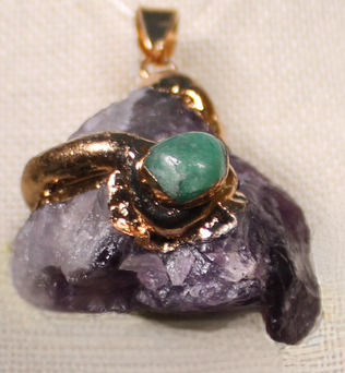 ANGEL HARP INFINITY NECKLACE - AMETHYST AND AVENTURINE