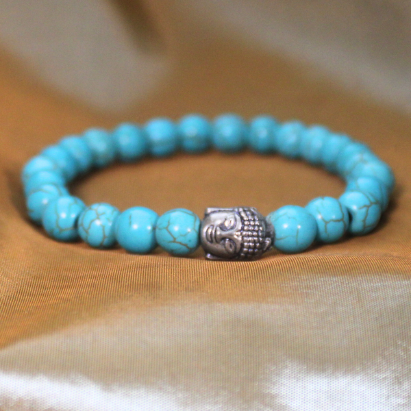 BUDDHA BLESSING BEADED BRACELET - Turquoise Howlite