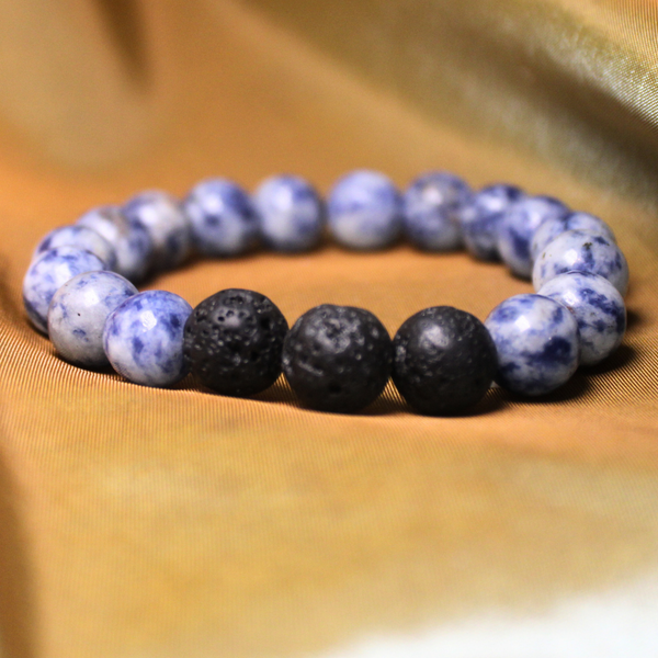 MEGA BEADED INTENTION BRACELET - SODALITE AND TEKTITE