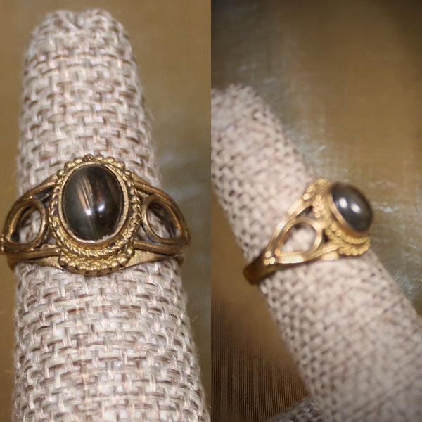 STACKER RING - Labradorite brass stacker ring ((style 1 ))