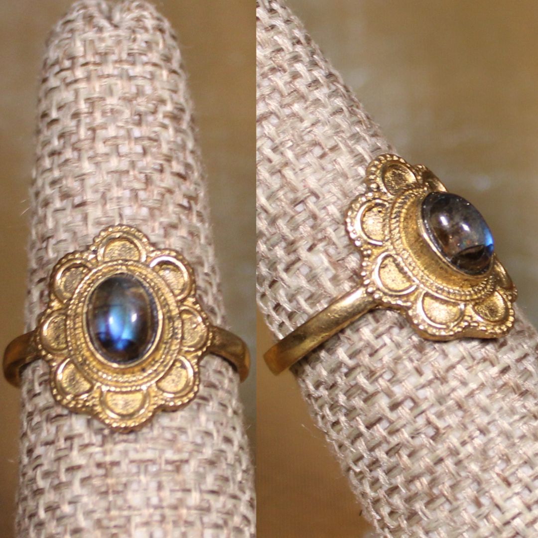 STACKER RING - Labradorite brass stacker ring ((style 2))