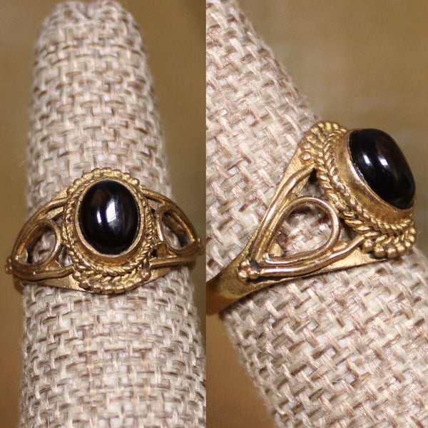 STACKER RING -  onyx brass stacker ring ((style 2))