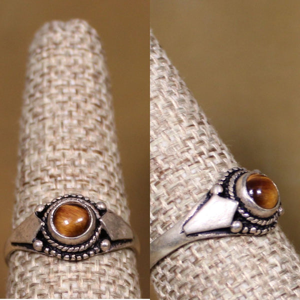 STACKER RING - tigers eye stacker ring ((style 2)) silver