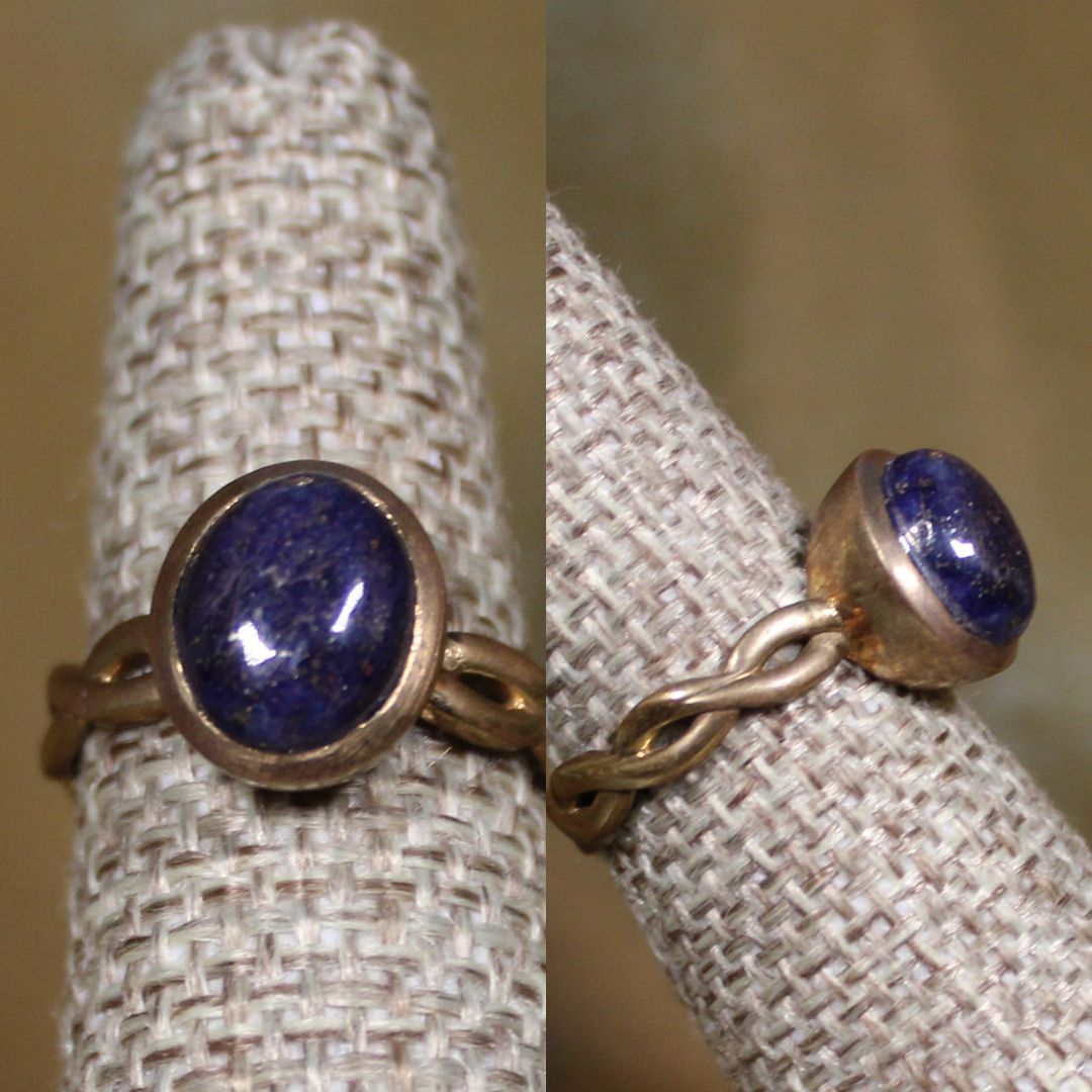 STACKER RING - lapis lazuli and brass stacker ring ((style 1))