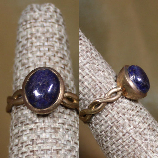 STACKER RING - lapis lazuli and brass stacker ring ((style 1))