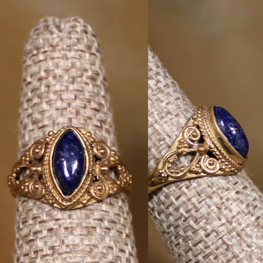 STACKER RING -  lapis lazuli  and brass stacker ring ((style 2))