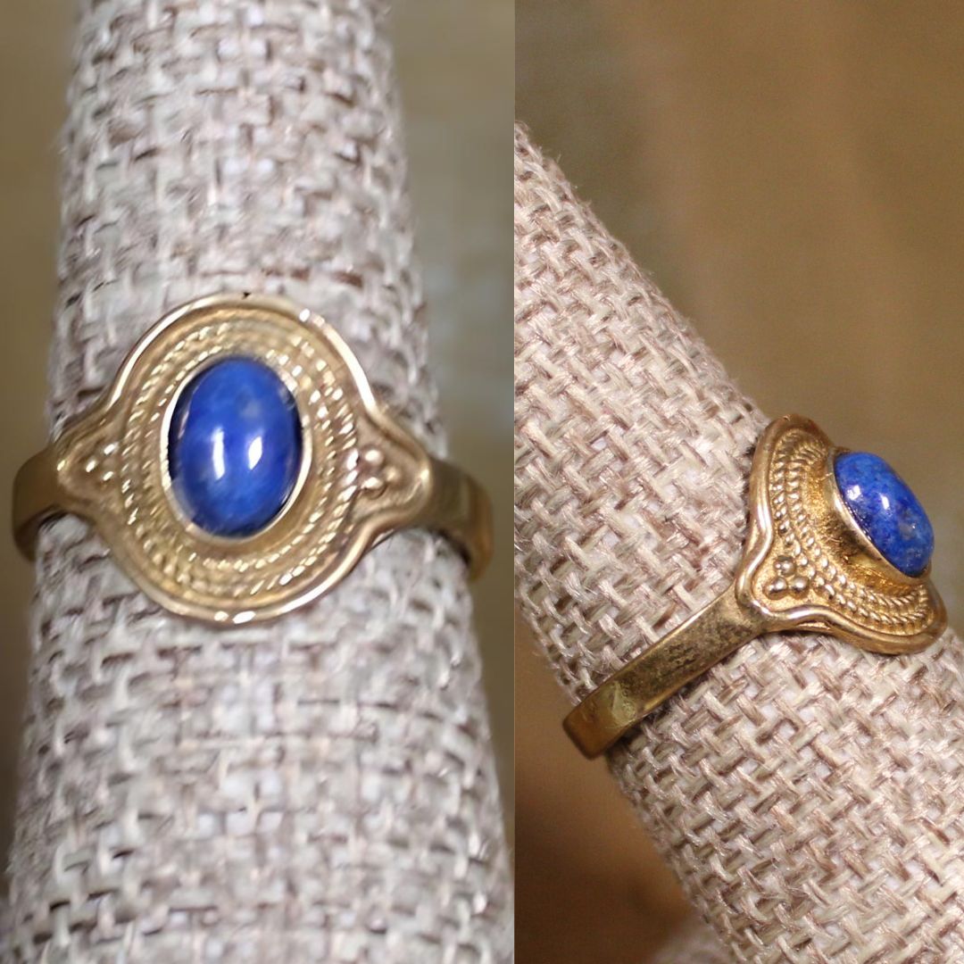 STACKER RING -  lapis lazuli and brass stacker ring ((style 3))