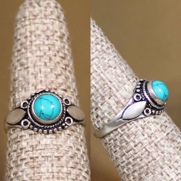 STACKER RING - TURQUOISE HOWLITE  STACKER RING SILVER