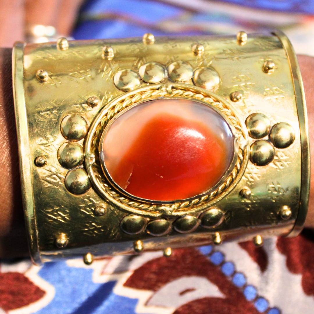 DIVINE RADIANCE CUFF - BRAVE HEART CARNELIAN AND BRASS CUFF