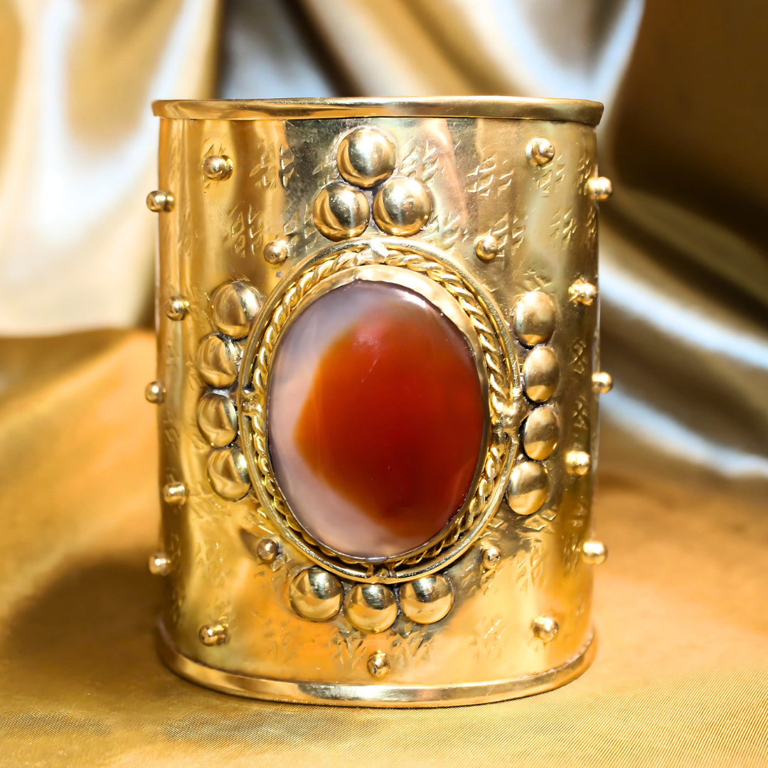 DIVINE RADIANCE CUFF - BRAVE HEART CARNELIAN AND BRASS CUFF