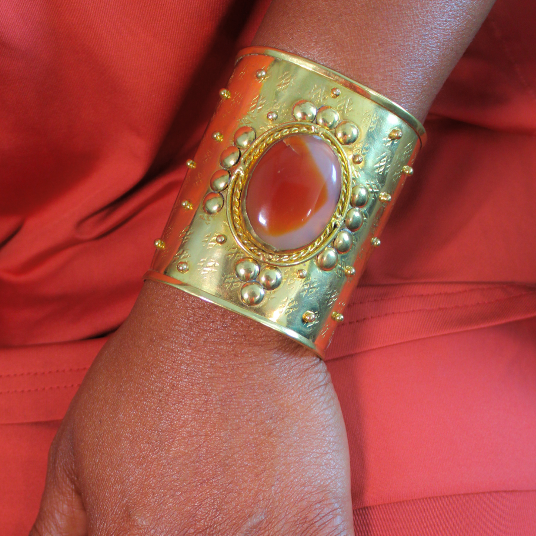 DIVINE RADIANCE CUFF - BRAVE HEART CARNELIAN AND BRASS CUFF