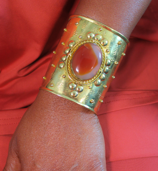 DIVINE RADIANCE CUFF - BRAVE HEART CARNELIAN AND BRASS CUFF