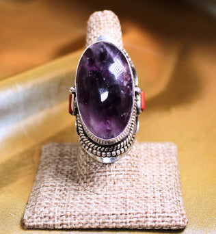 MEGA METAPHYSICAL RING - Amethyst and Coral Jewel Box Ring