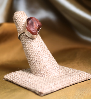 TUMBLE STONE SINGLE RING - Red Jasper And Silver Ring