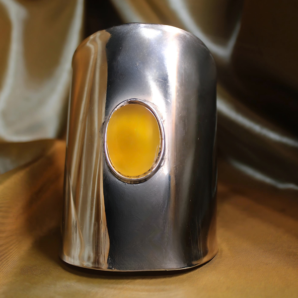 DIVINE RADIANCE CUFF - SUN FLOWER YELLOW AGATE STAINLESS STEEL CUFF